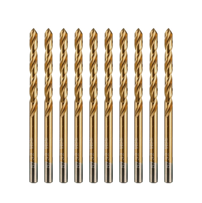 amoolo 5/32" Titanium Drill Bits (10pcs), Premium 4341 HSS Metal Drill Bits for Wood, Metal, Steel, Plastic, Aluminum Alloy - Image 1